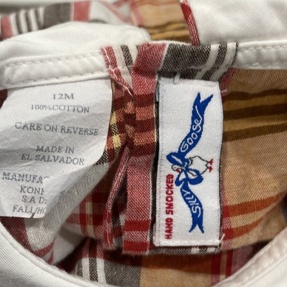 Smocked Silly Goose Fall Scarecrow Pumpkin Plaid Outfit 12 months - Picture 5 of 5